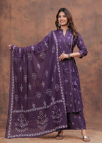 Pretty purple angrakha cotton suit set