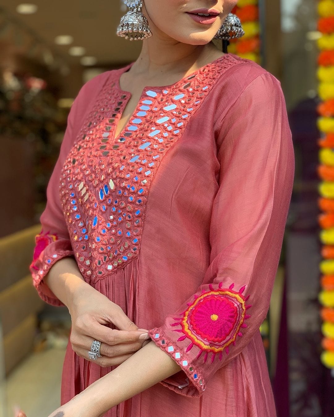 Pretty mul chanderi lining suit set