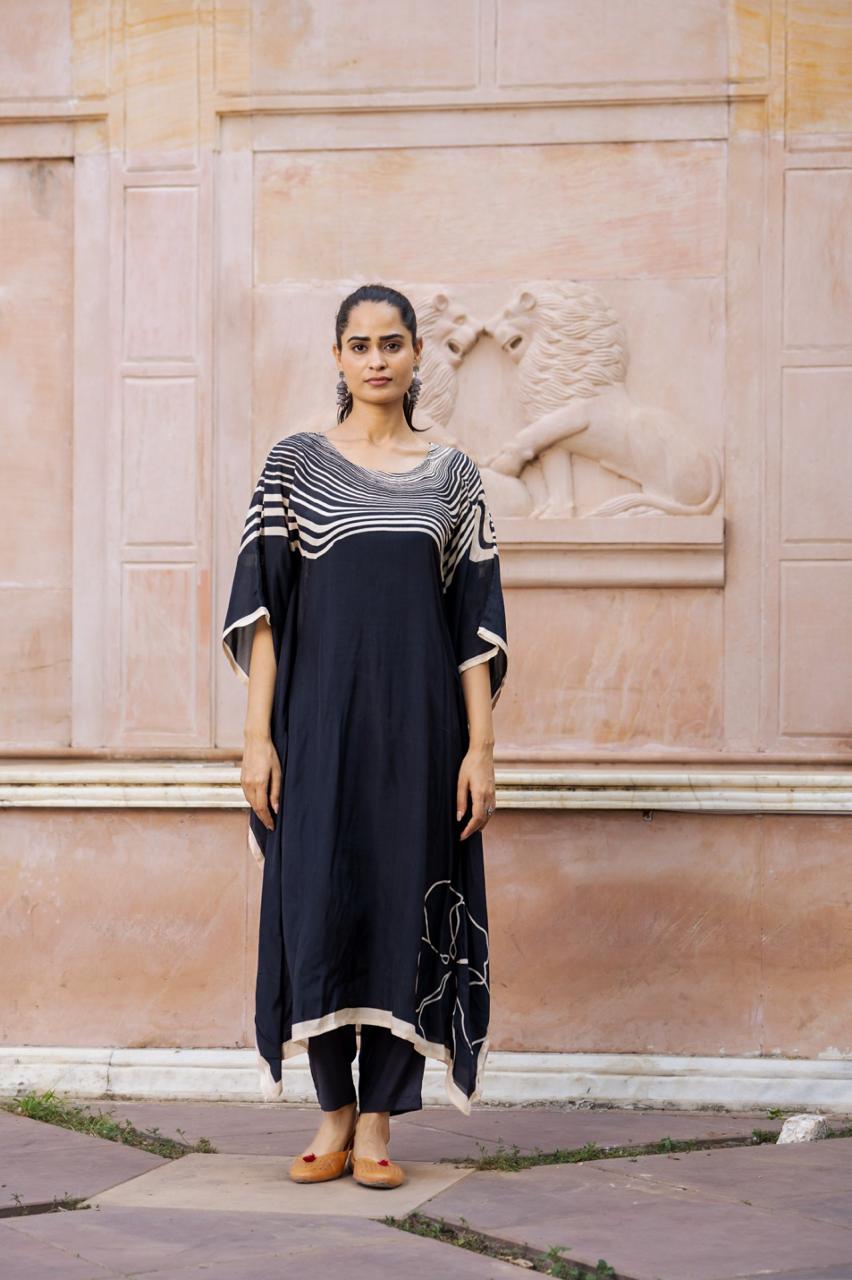 Pure muslin silk digital printed kaftan