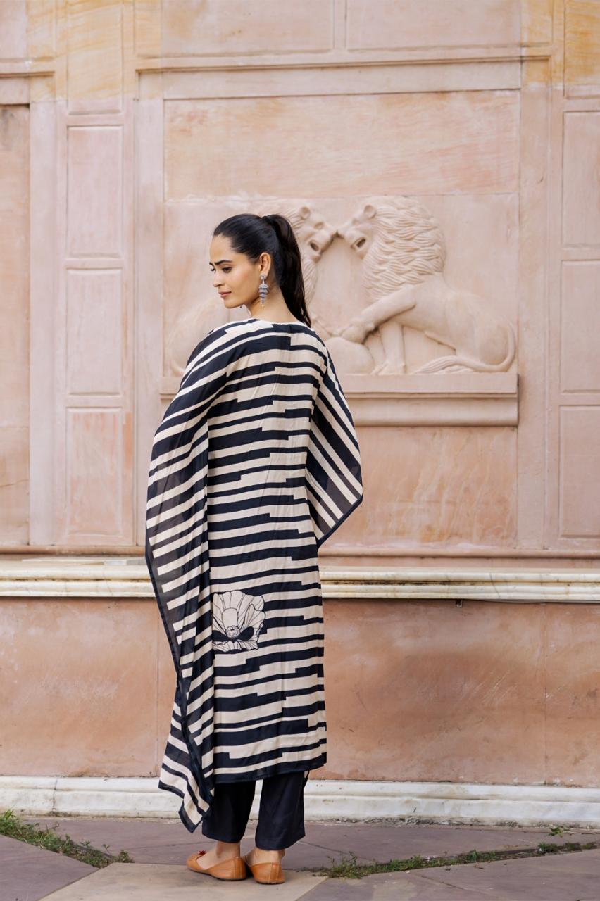 Pure muslin silk digital printed kaftan