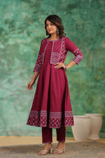 Pretty cotton Anarkali jacket suit