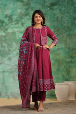 Pretty cotton Anarkali jacket suit