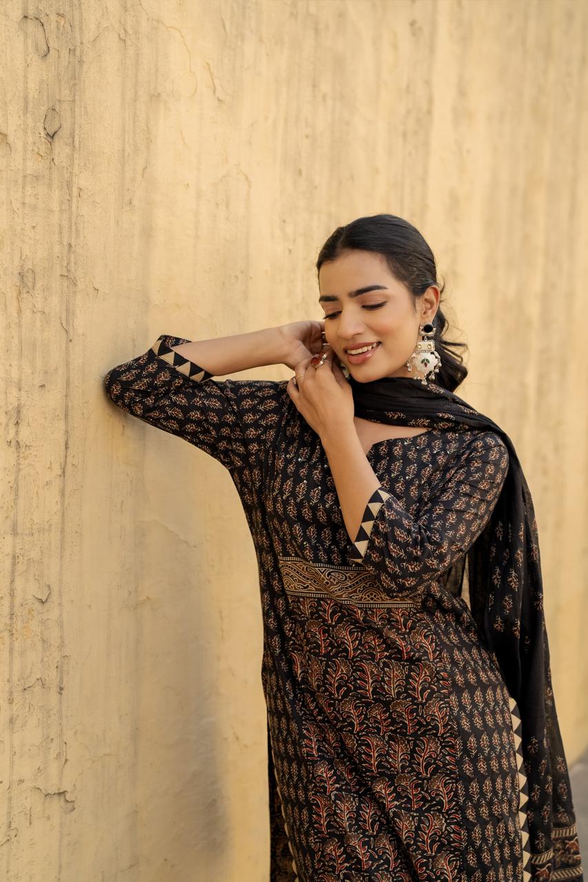 Pretty ajrakh cotton full suit