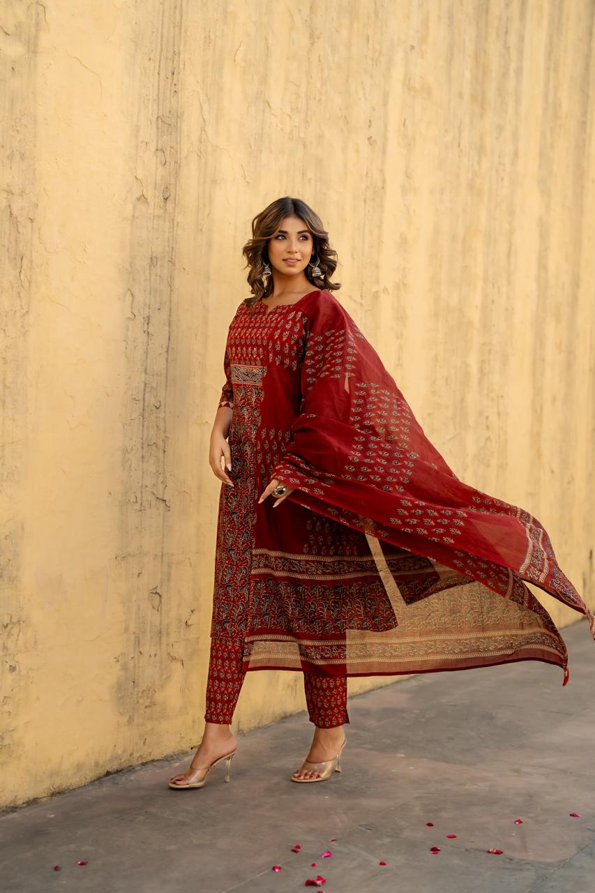 Pretty ajrakh cotton full suit