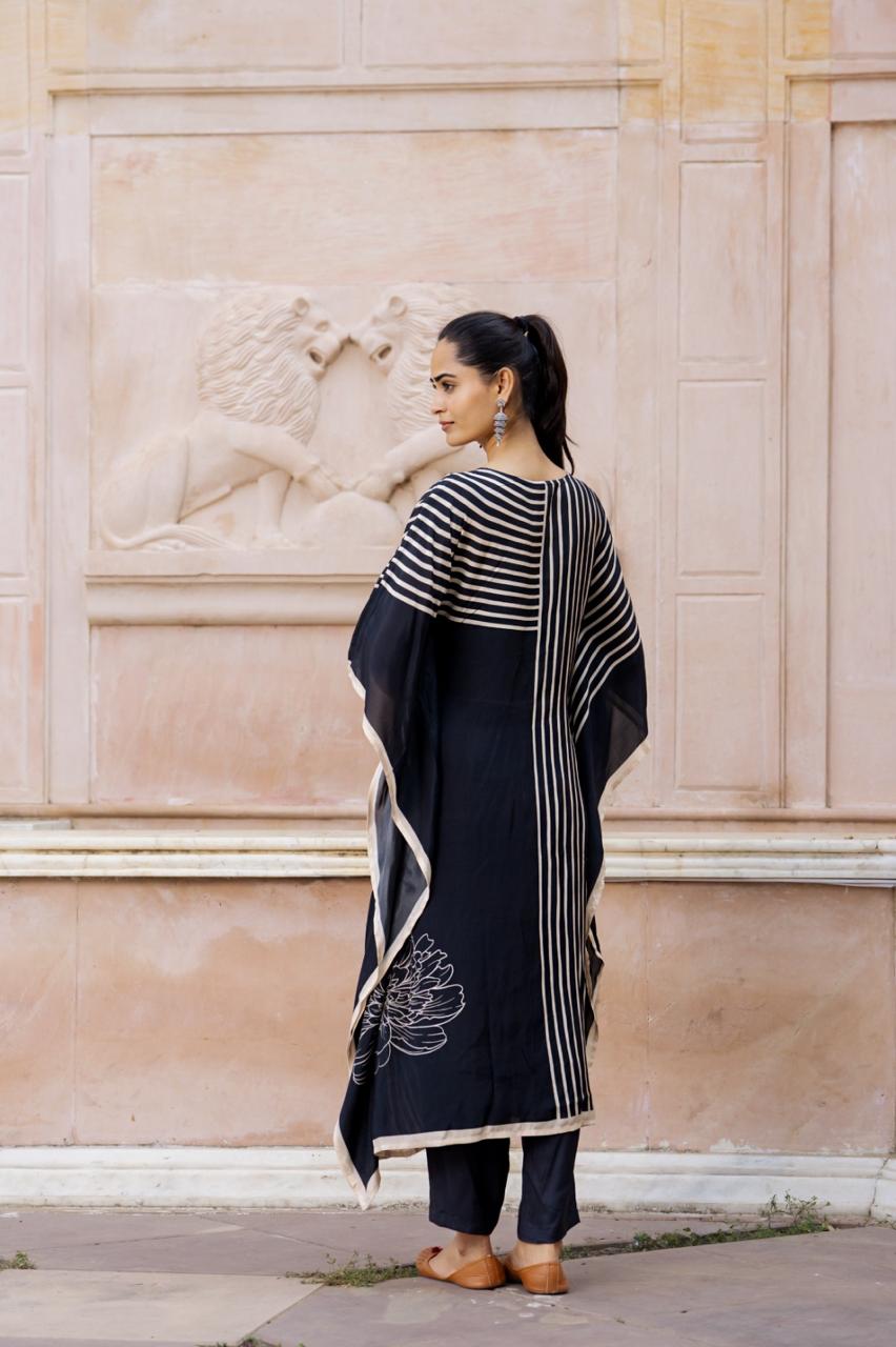 Pure muslin silk digital printed kaftan