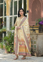 Pretty muslin silk Anarkali suit set