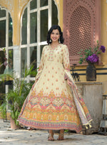 Pretty muslin silk Anarkali suit set