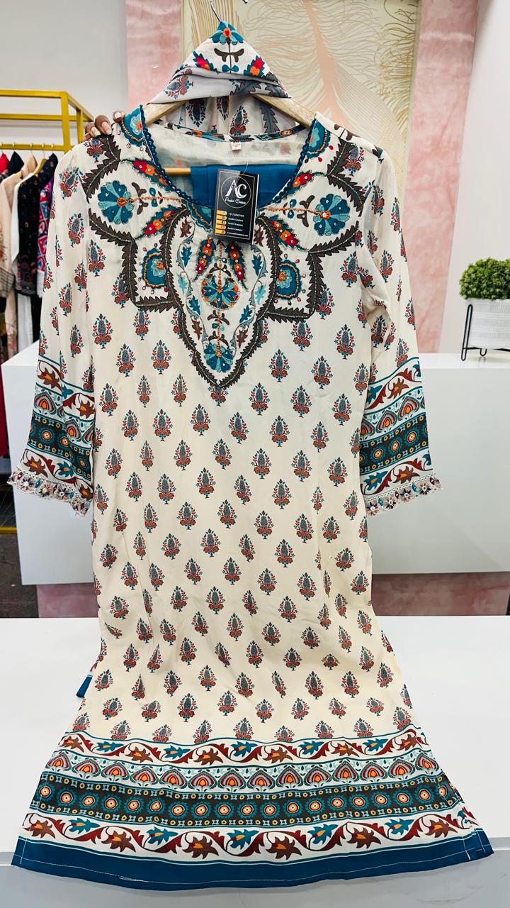 Pretty crepe full suit set