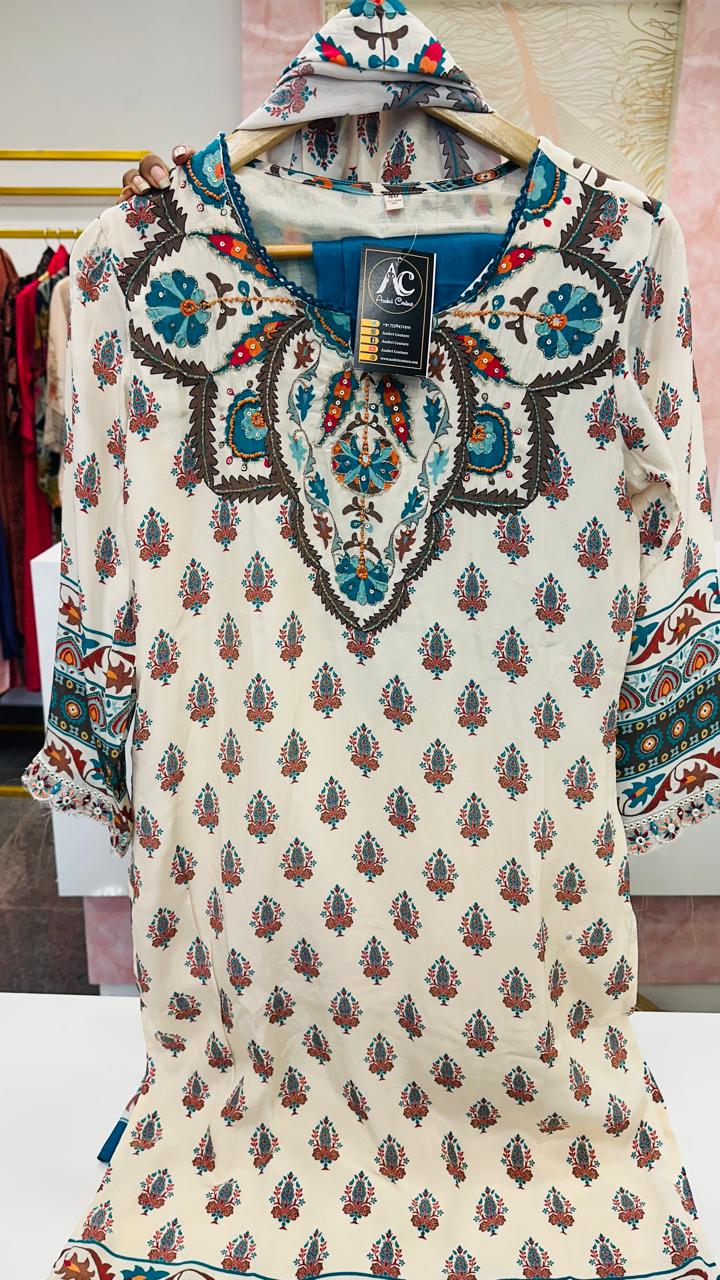 Pretty crepe full suit set