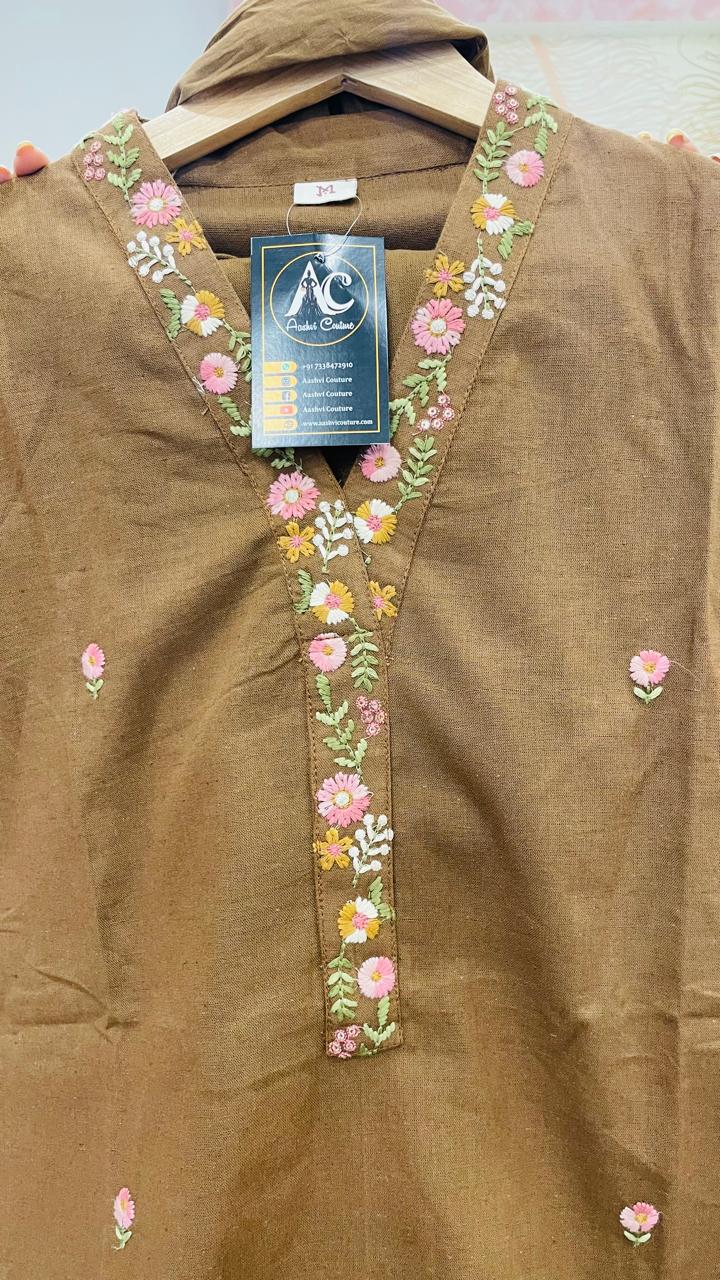 Pretty cotton embroidered cotton suit