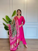 Premium dola silk suit set paired with gaji dupatta