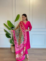 Premium dola silk suit set paired with gaji dupatta