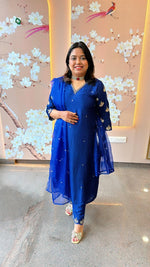 Pretty Russian silk zari detailing stylish suit set