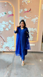 Pretty Russian silk zari detailing stylish suit set