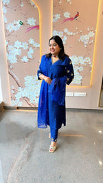 Pretty Russian silk zari detailing stylish suit set