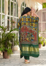 Gaji silk lakri patta kaftan suit