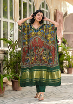 Gaji silk lakri patta kaftan suit
