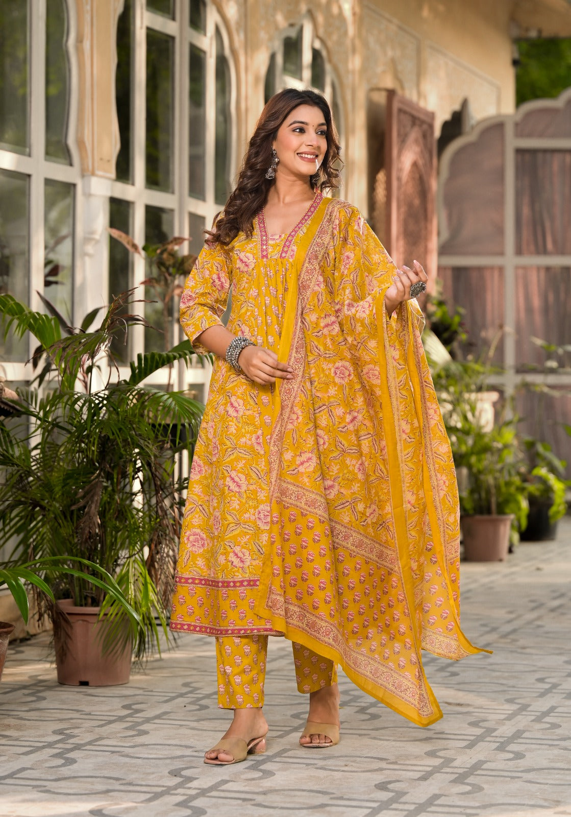 Pure cotton V neck suit set