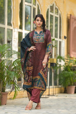 Pure gaji silk lining suit set paired with organza dupatta