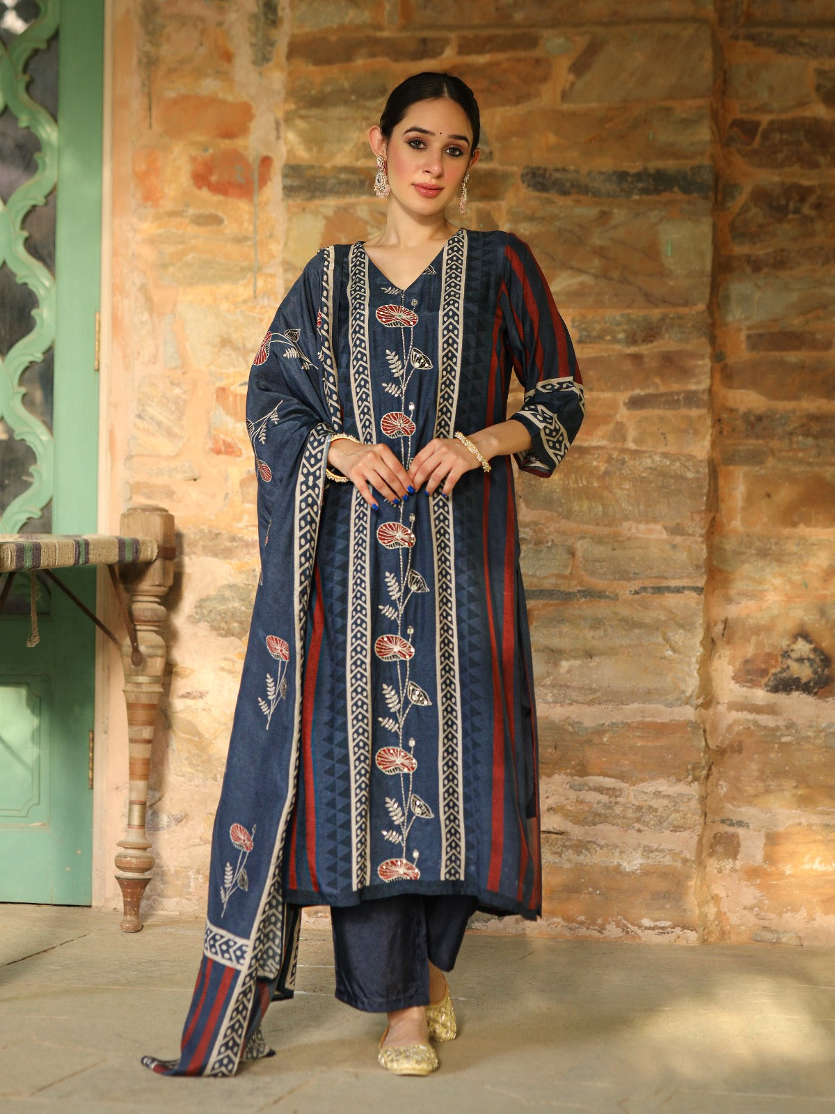 Pretty pure muslin silk suit set