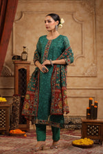 Soft chanderi silk Slim fit suitwith full katha work dupatta