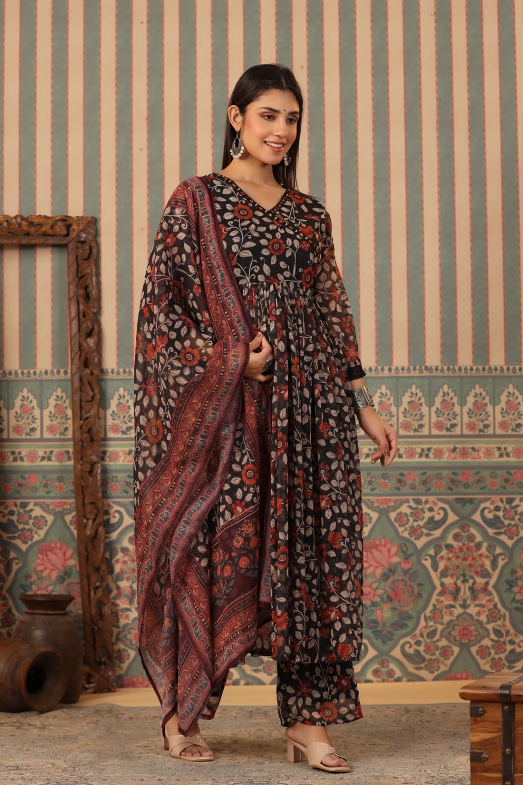 Pretty shiffon Anarkali suit set