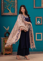 Heavy rayon suit set paired with cotton silk dupatta