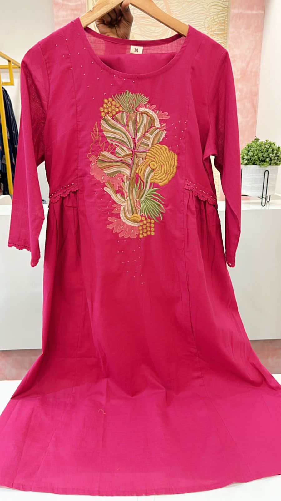 Pretty cotton embroidered kurta pant