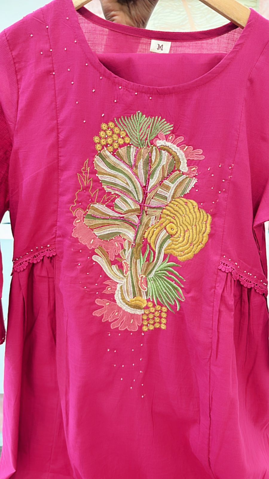 Pretty cotton embroidered kurta pant