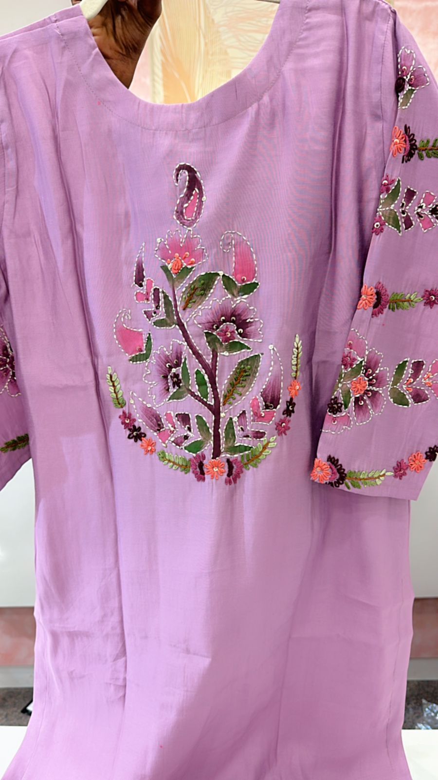 Muslin embroidered suit set
