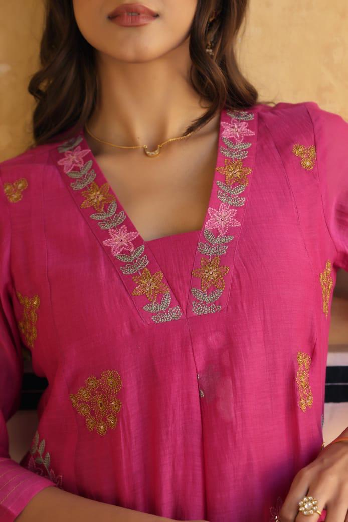 Restocked !! Fully embroidered mul chanderi suit set !!