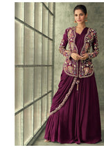 Semi georgette drape saree gown paired with jacket