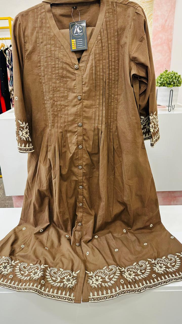 Premium cotton embroidered suit set