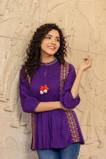 Rayon embroidered short top