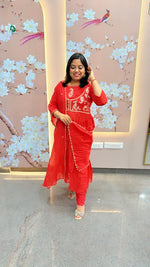 Gorgeous Mul chanderi hand work suit with extra margin inside (slight slim fit but margin available )