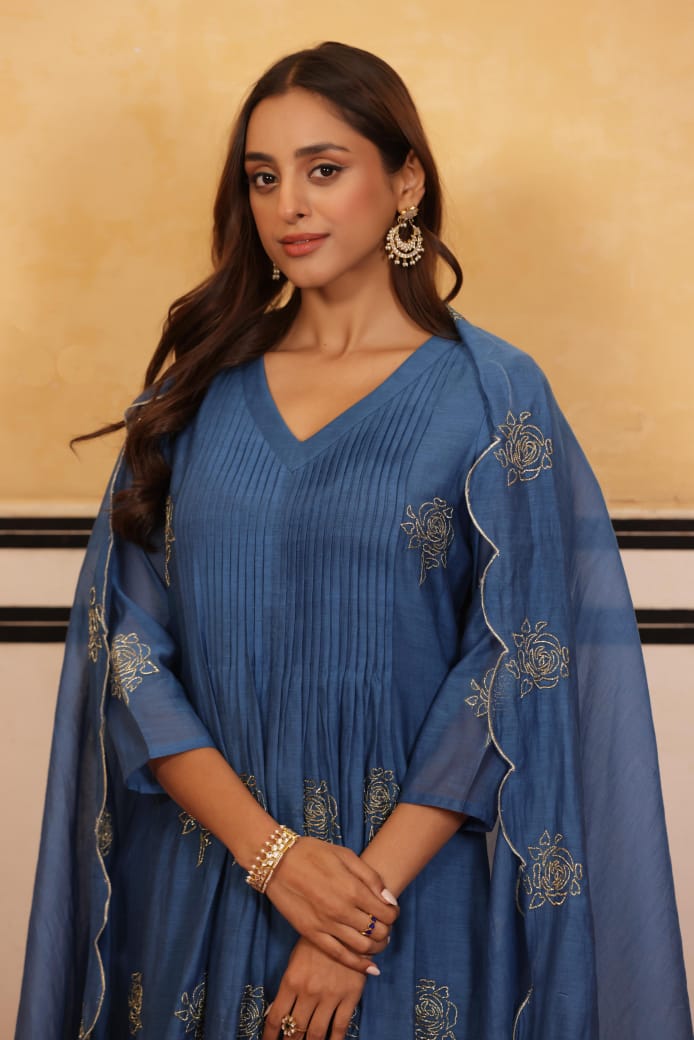 Pretty Mul chanderi full embroidery suit set