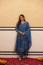 Pretty Mul chanderi full embroidery suit set