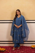 Pretty Mul chanderi full embroidery suit set