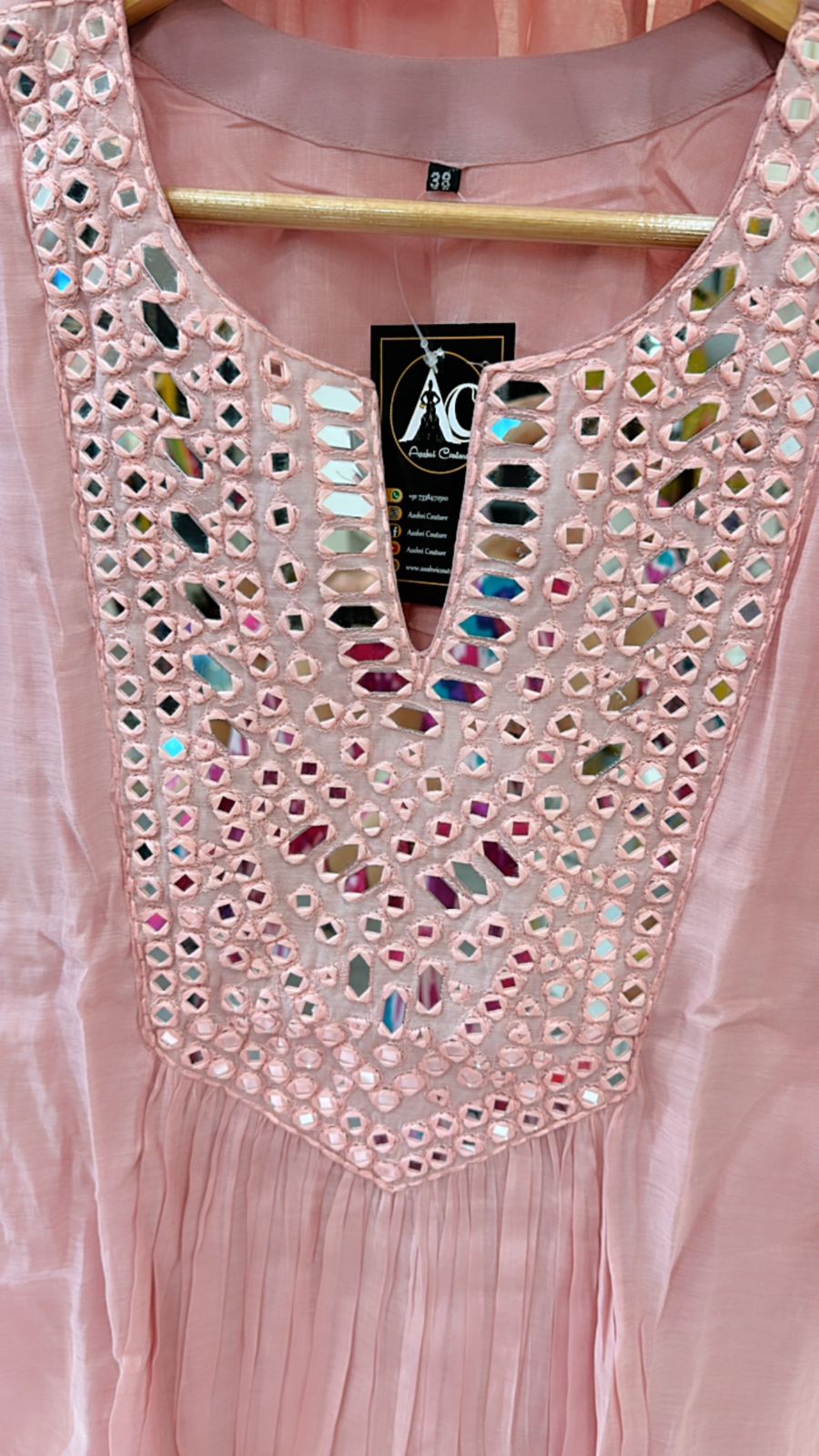 Pretty Mul chanderi real mirror designer sleeves and pant