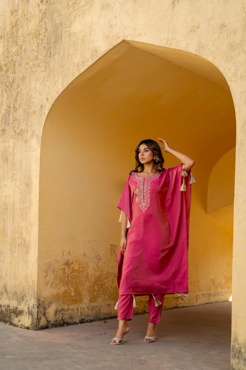 Pretty muslin kaftan with beautiful yoke
