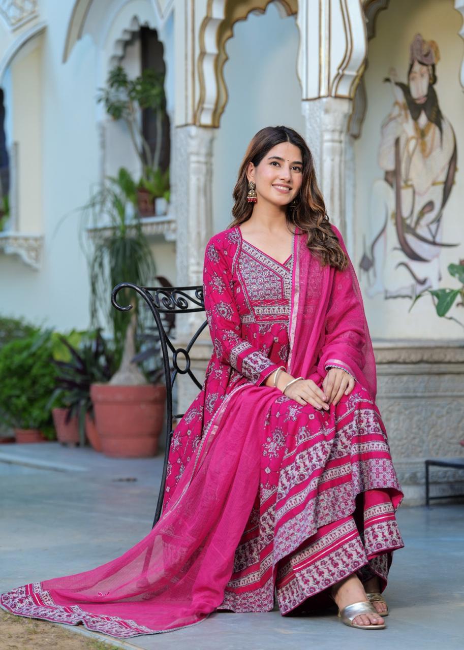Pure cotton Anarkali suit set