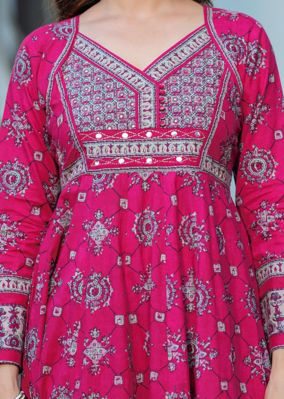 Pure cotton Anarkali suit set