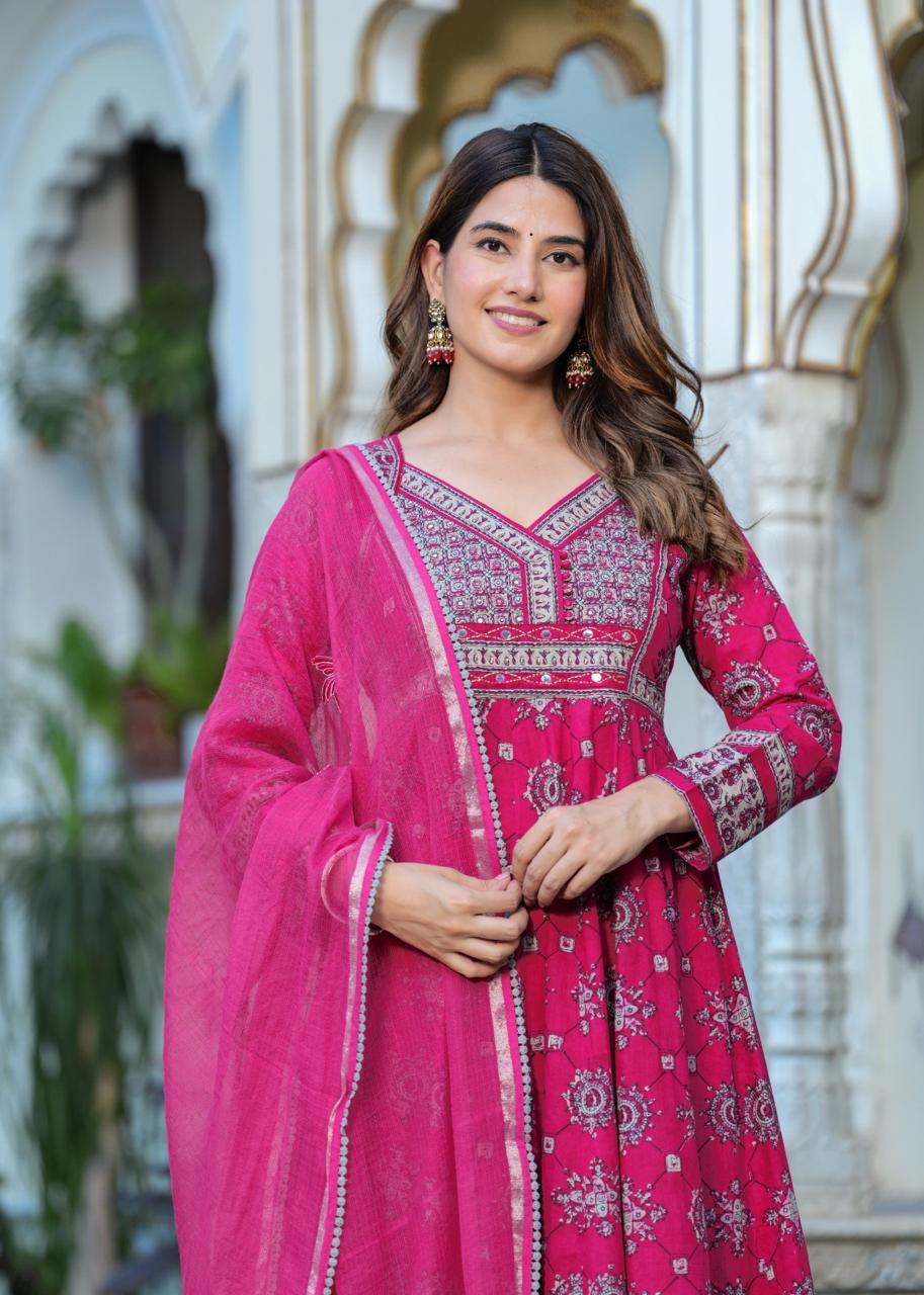 Pure cotton Anarkali suit set