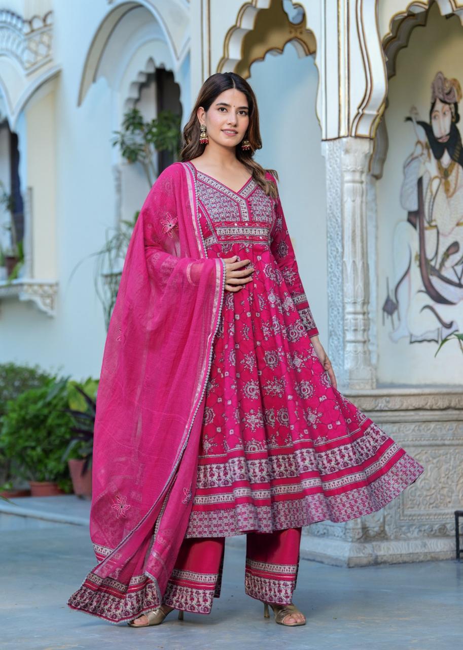 Pure cotton Anarkali suit set