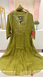 Real mirror embroidery mul chanderi embroidered suit set