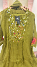 Real mirror embroidery mul chanderi embroidered suit set