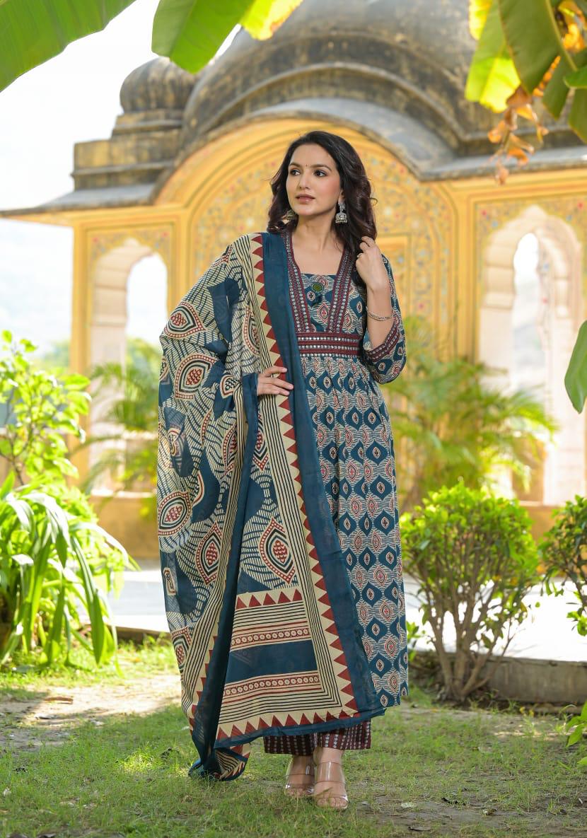 Pretty premium cotton A line suit set