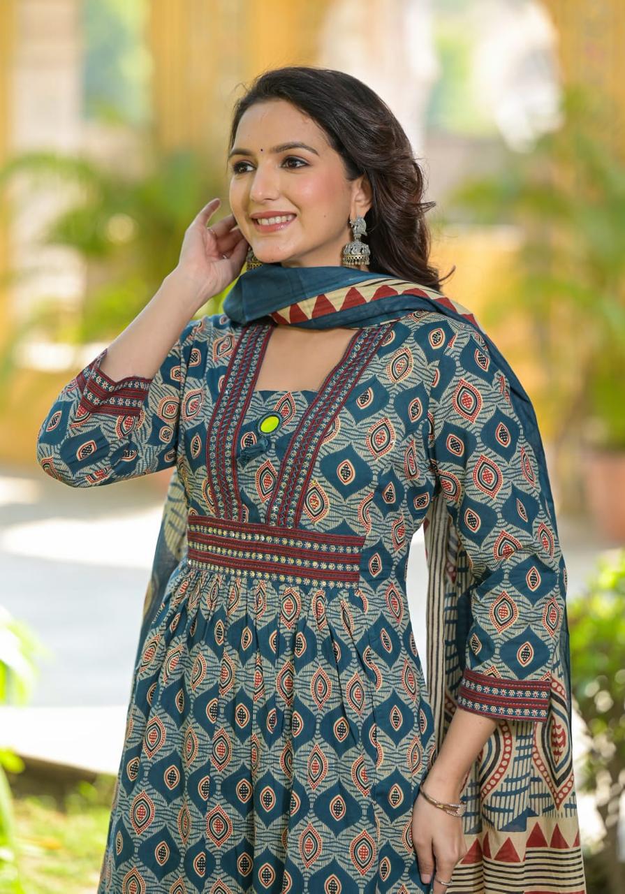 Pretty premium cotton A line suit set