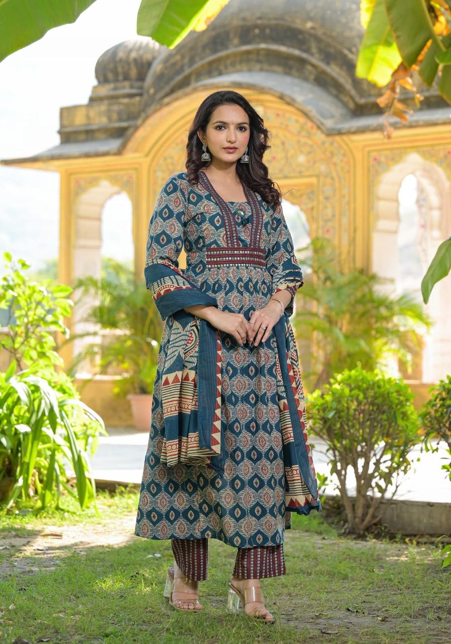 Pretty premium cotton A line suit set