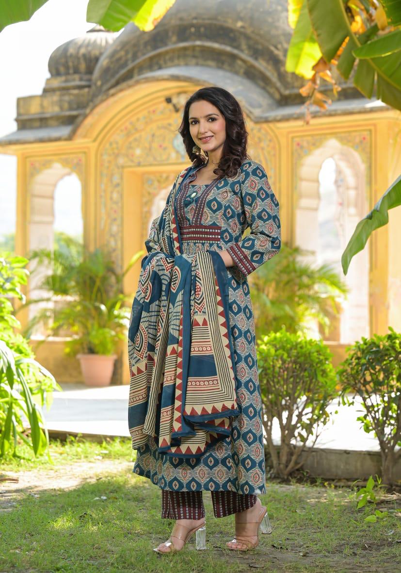 Pretty premium cotton A line suit set